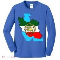 Iran Flag With A Golden Lion Kids Long Sleeve Shirt thumb 0