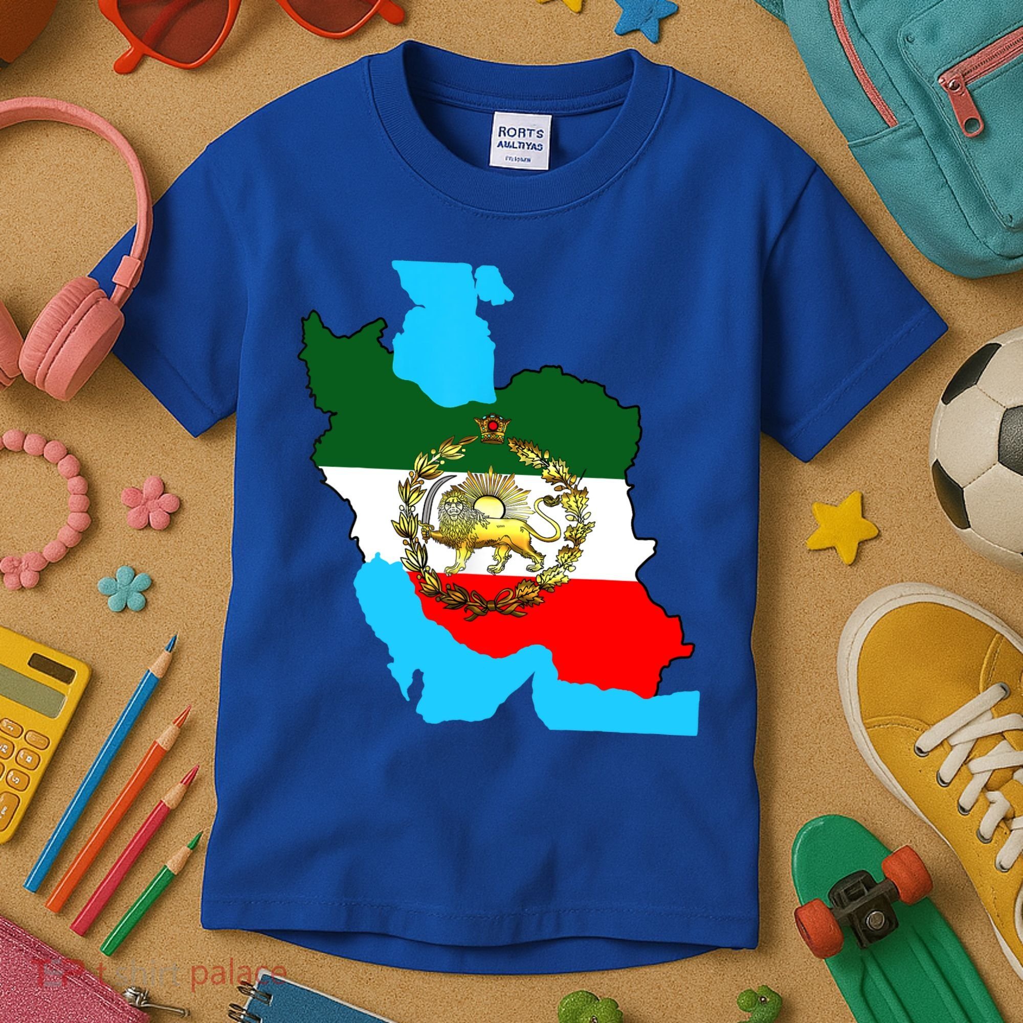 Iran Flag With A Golden Lion Kids T-Shirt