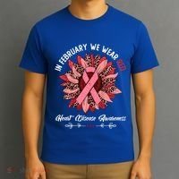 In February We Wear Red Funny Heart Disease Awareness Month Great Gift T-Shirt thumb 3
