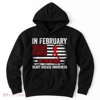 In February We Wear Red Heart Disease Awareness Month Hoodie thumb 0