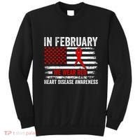 In February We Wear Red Heart Disease Awareness Month Sweatshirt thumb 0