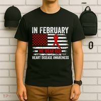 In February We Wear Red Heart Disease Awareness Month T-Shirt thumb 6
