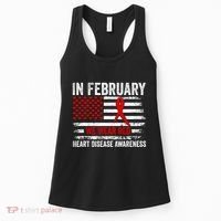 In February We Wear Red Heart Disease Awareness Month Women's Tank Top thumb 0