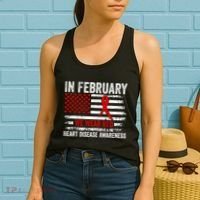 In February We Wear Red Heart Disease Awareness Month Women's Tank Top thumb 2