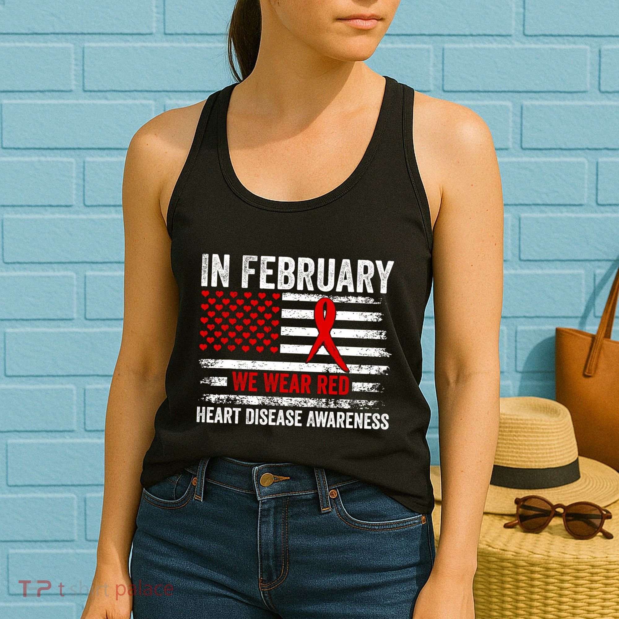 In February We Wear Red Heart Disease Awareness Month Women's Tank Top