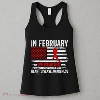 In February We Wear Red Heart Disease Awareness Month Women's Tank Top thumb 3