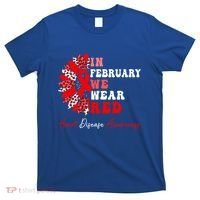 In February We Wear Red Heart Disease Awareness Red Ribbon Meaningful Gift T-Shirt thumb 0