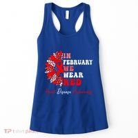 In February We Wear Red Heart Disease Awareness Red Ribbon Meaningful Gift Women's Tank Top thumb 0