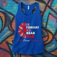 In February We Wear Red Heart Disease Awareness Red Ribbon Meaningful Gift Women's Tank Top thumb 3