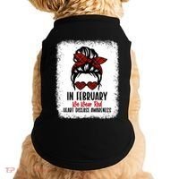 In February We Wear Red Heart Disease Awareness Gift Doggie Tank thumb 0