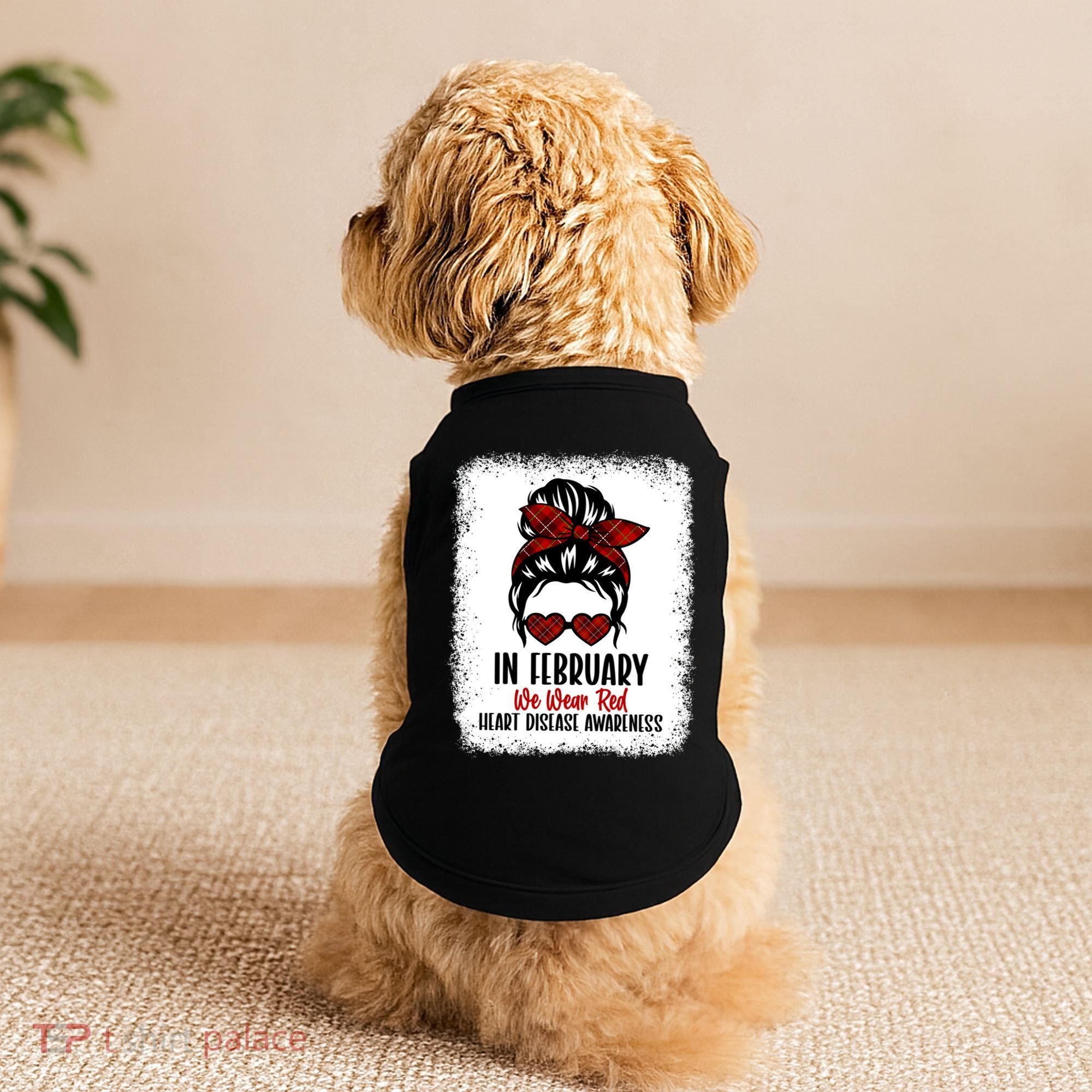 In February We Wear Red Heart Disease Awareness Gift Doggie Tank