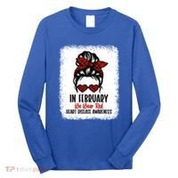 In February We Wear Red Heart Disease Awareness Gift Long Sleeve Shirt thumb 0