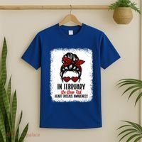 In February We Wear Red Heart Disease Awareness Gift T-Shirt thumb 2