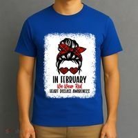 In February We Wear Red Heart Disease Awareness Gift T-Shirt thumb 3