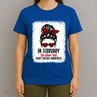 In February We Wear Red Heart Disease Awareness Gift T-Shirt thumb 4