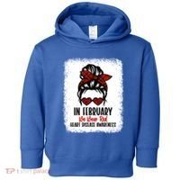 In February We Wear Red Heart Disease Awareness Gift Toddler Hoodie thumb 0