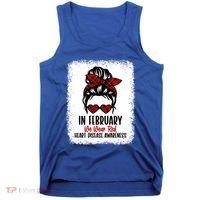 In February We Wear Red Heart Disease Awareness Gift Tank Top thumb 0