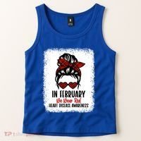 In February We Wear Red Heart Disease Awareness Gift Tank Top thumb 2