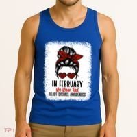 In February We Wear Red Heart Disease Awareness Gift Tank Top thumb 3