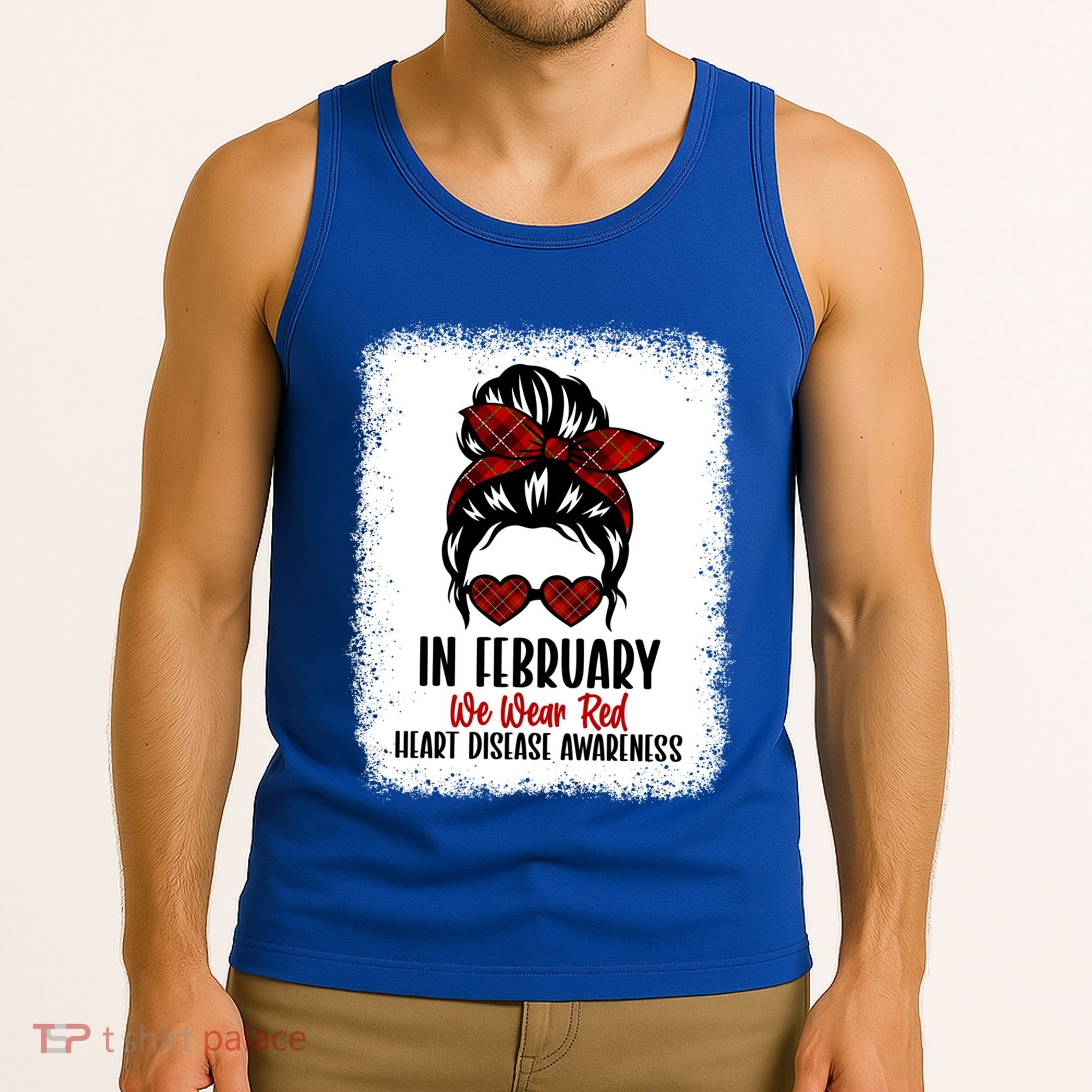 In February We Wear Red Heart Disease Awareness Gift Tank Top