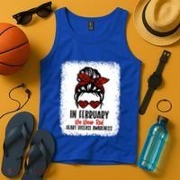 In February We Wear Red Heart Disease Awareness Gift Tank Top thumb 4