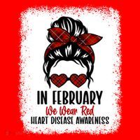 In February We Wear Red Heart Disease Awareness Gift Santa Hat thumb 1