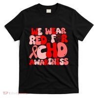In February We Wear Red Chd Awareness Heart Disease Month T-Shirt thumb 0