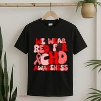 In February We Wear Red Chd Awareness Heart Disease Month T-Shirt thumb 2