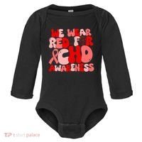 In February We Wear Red Chd Awareness Heart Disease Month Baby Long Sleeve Bodysuit thumb 0