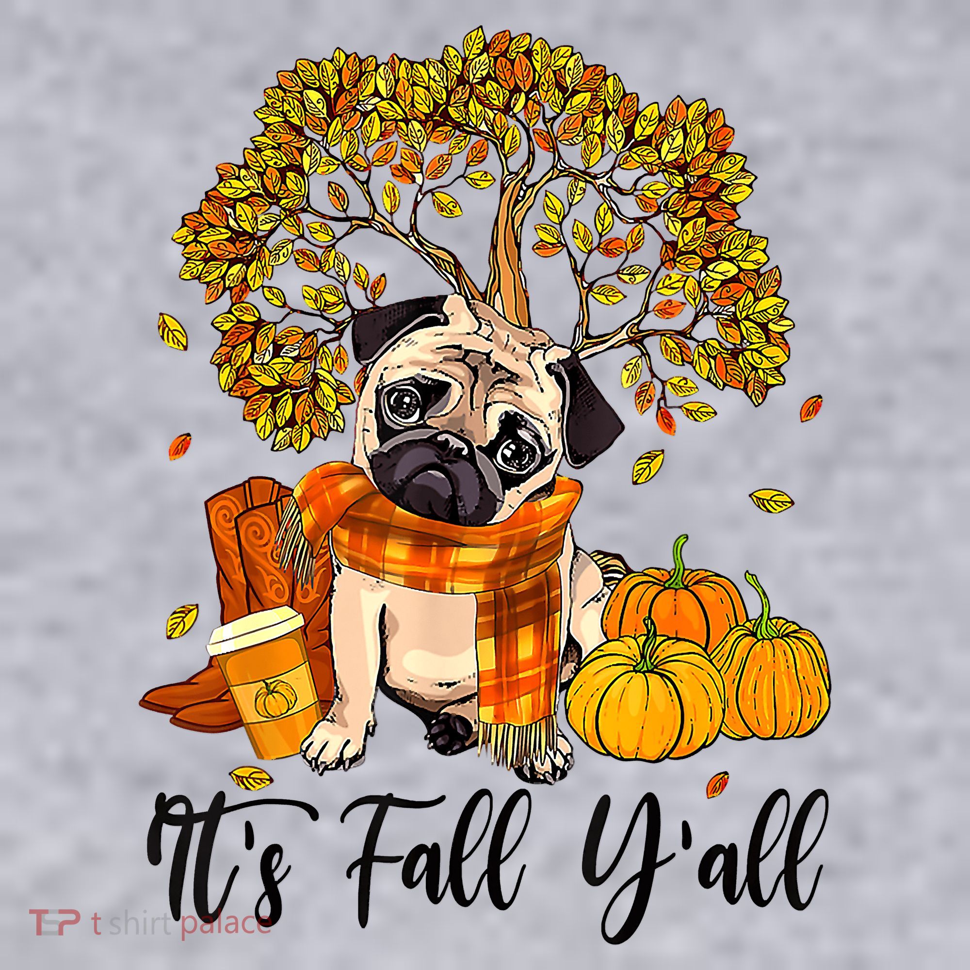 It's Fall Y'all Pug Dog Pumpkin Autumn Thanksgiving Women's Sweatshirt