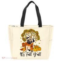 It's Fall Y'all Pug Dog Pumpkin Autumn Thanksgiving Tote Bag thumb 0