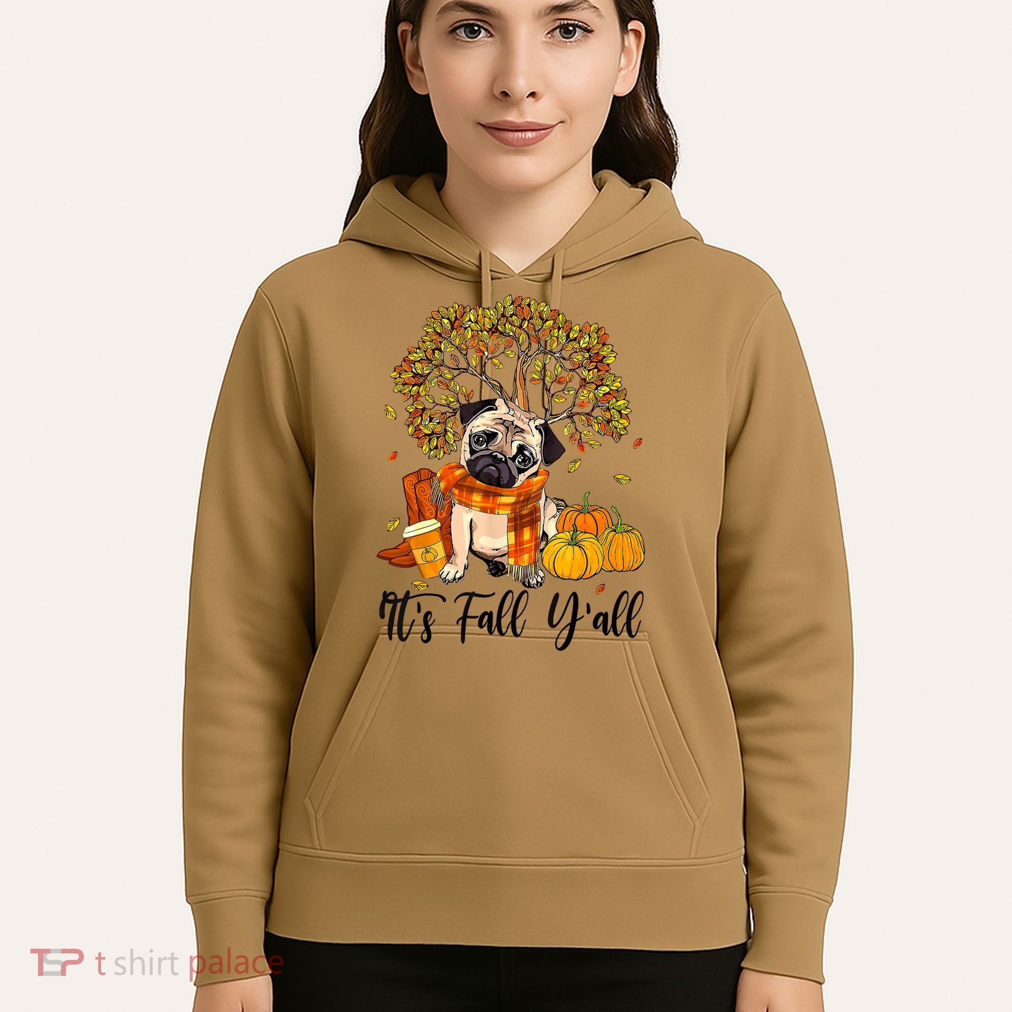 It's Fall Y'all Pug Dog Pumpkin Autumn Thanksgiving Hoodie