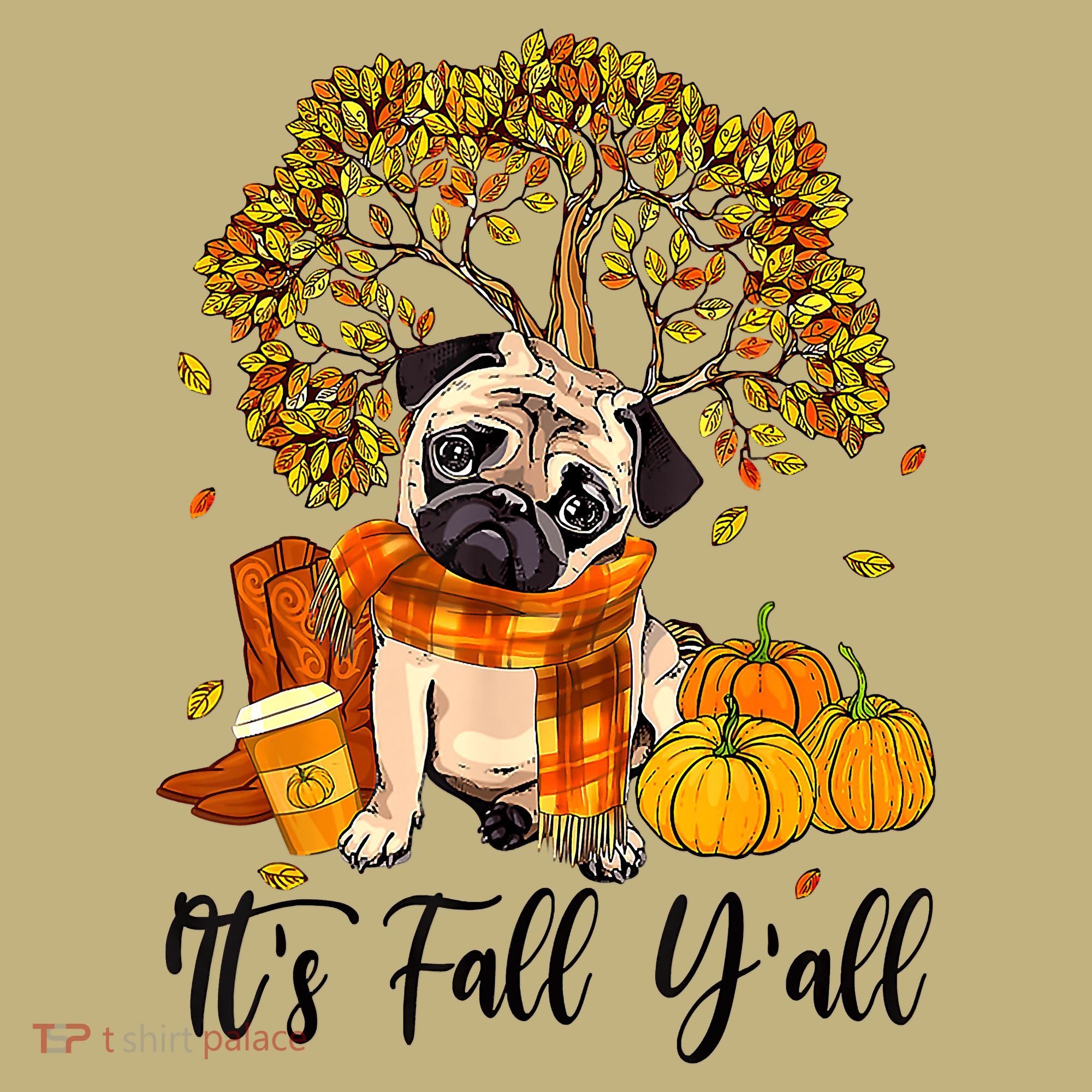 It's Fall Y'all Pug Dog Pumpkin Autumn Thanksgiving Sweatshirt