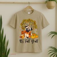 It's Fall Y'all Pug Dog Pumpkin Autumn Thanksgiving T-Shirt thumb 2