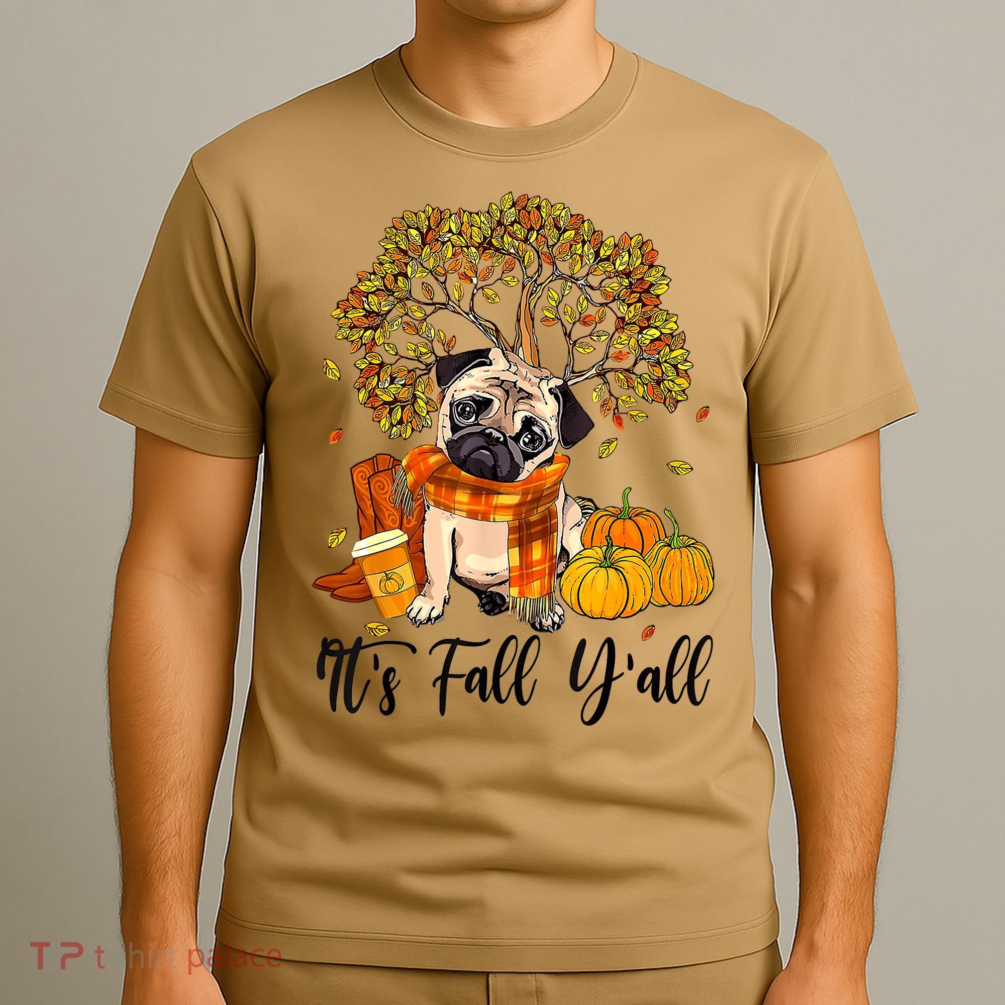 It's Fall Y'all Pug Dog Pumpkin Autumn Thanksgiving T-Shirt