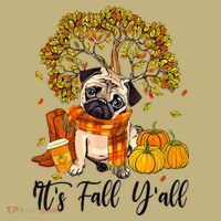 It's Fall Y'all Pug Dog Pumpkin Autumn Thanksgiving Mousepad thumb 1