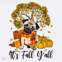 It's Fall Y'all Pug Dog Pumpkin Autumn Thanksgiving Women's Hoodie thumb 2