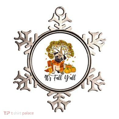 It's Fall Y'all Pug Dog Pumpkin Autumn Thanksgiving Ornament