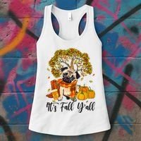 It's Fall Y'all Pug Dog Pumpkin Autumn Thanksgiving Women's Tank Top thumb 3