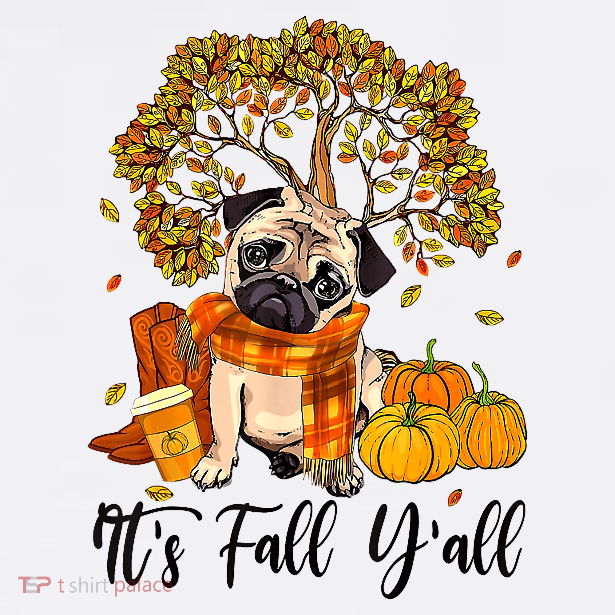 It's Fall Y'all Pug Dog Pumpkin Autumn Thanksgiving Women's Tank Top