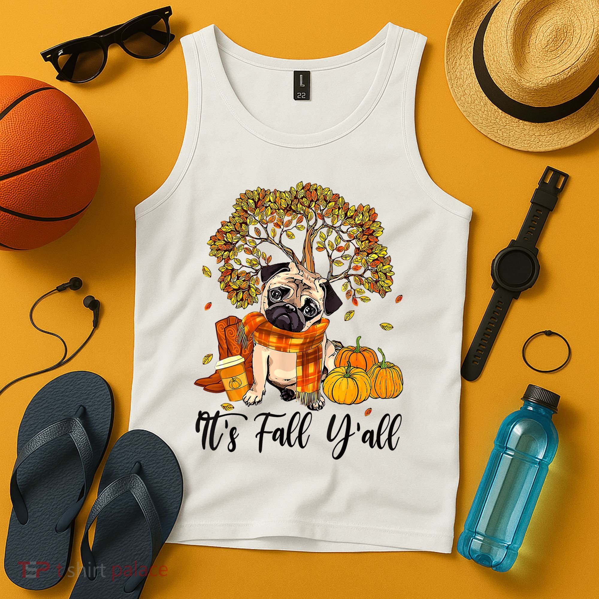 It's Fall Y'all Pug Dog Pumpkin Autumn Thanksgiving Tank Top