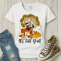 It's Fall Y'all Pug Dog Pumpkin Autumn Thanksgiving Women's T-Shirt thumb 3