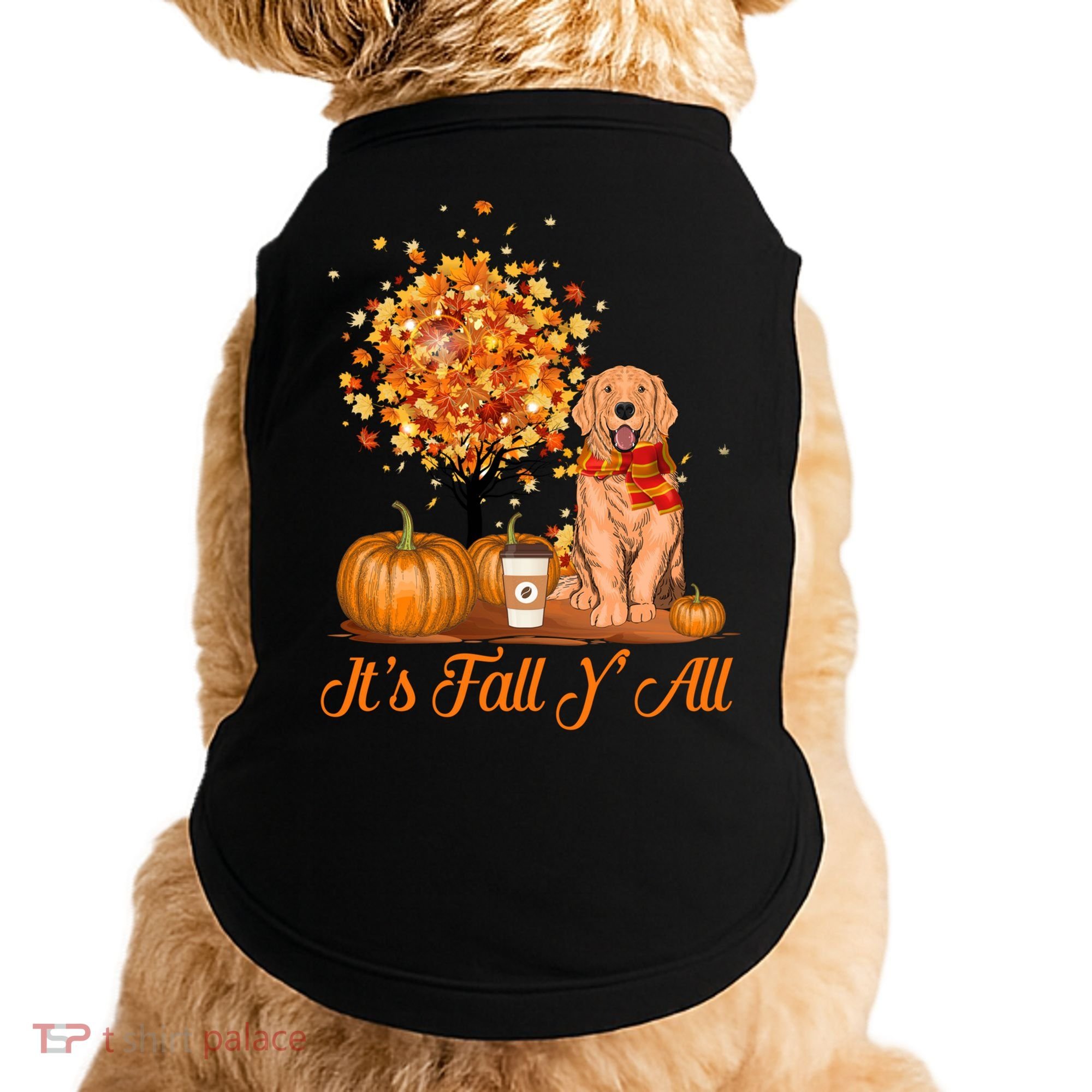 It's Fall Y'all Golden Retriever Dog Halloween Thanksgiving Cool Gift Doggie Tank