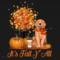 It's Fall Y'all Golden Retriever Dog Halloween Thanksgiving Cool Gift Women's Hoodie thumb 2