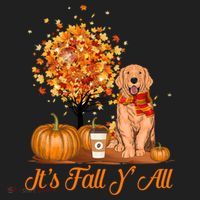 It's Fall Y'all Golden Retriever Dog Halloween Thanksgiving Cool Gift Hat thumb 2