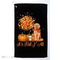 It's Fall Y'all Golden Retriever Dog Halloween Thanksgiving Cool Gift Golf Towel thumb 0