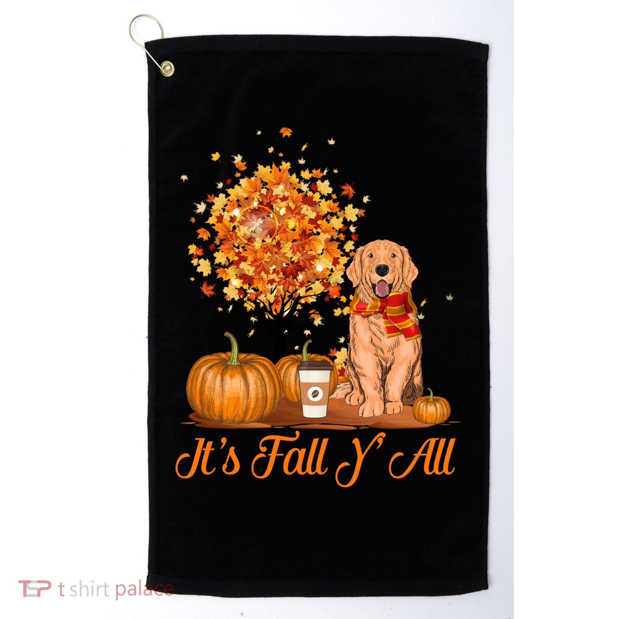 It's Fall Y'all Golden Retriever Dog Halloween Thanksgiving Cool Gift Golf Towel