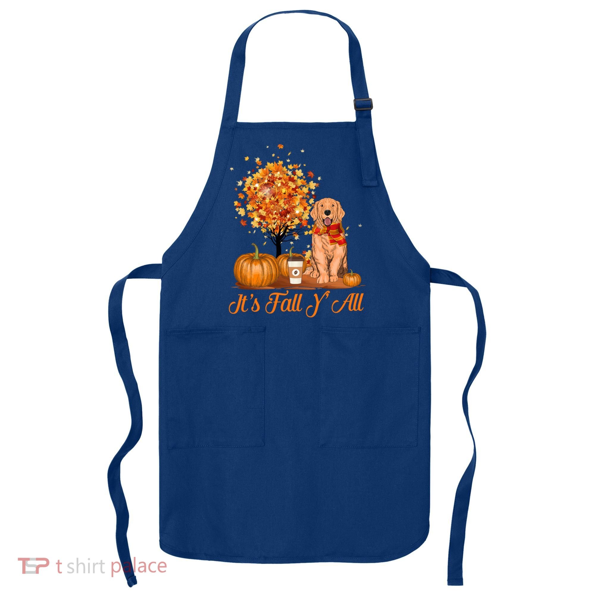 It's Fall Y'all Golden Retriever Dog Halloween Thanksgiving Cool Gift Apron