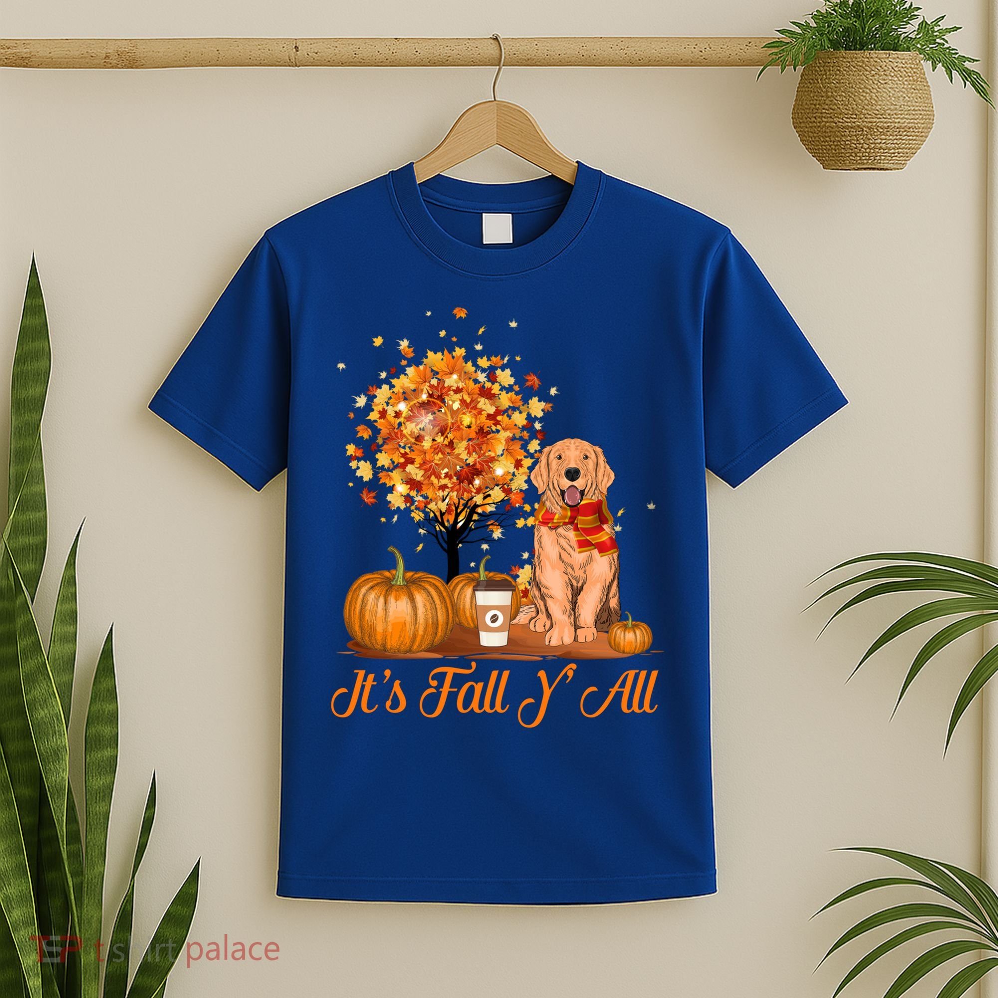 It's Fall Y'all Golden Retriever Dog Halloween Thanksgiving Cool Gift T-Shirt