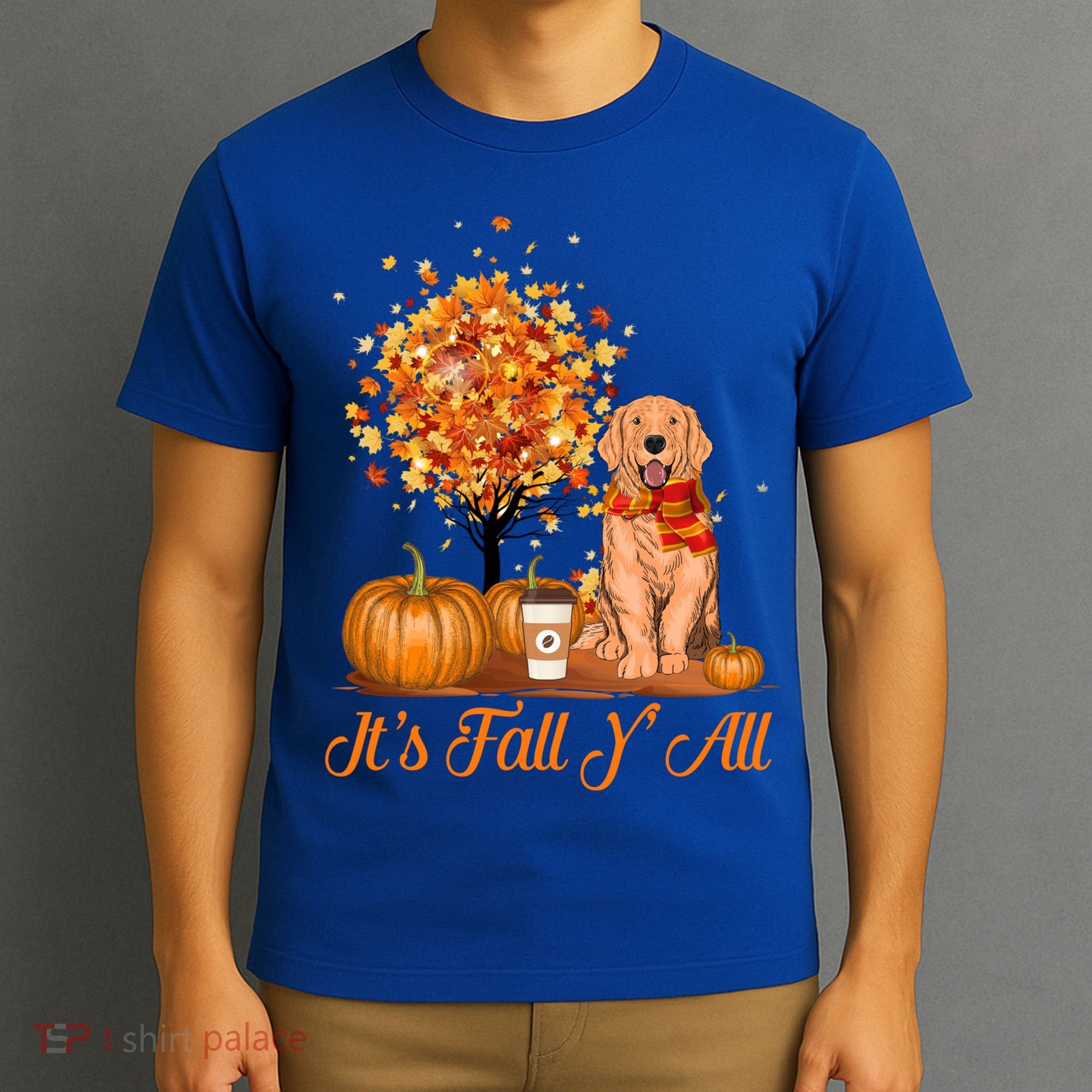 It's Fall Y'all Golden Retriever Dog Halloween Thanksgiving Cool Gift T-Shirt